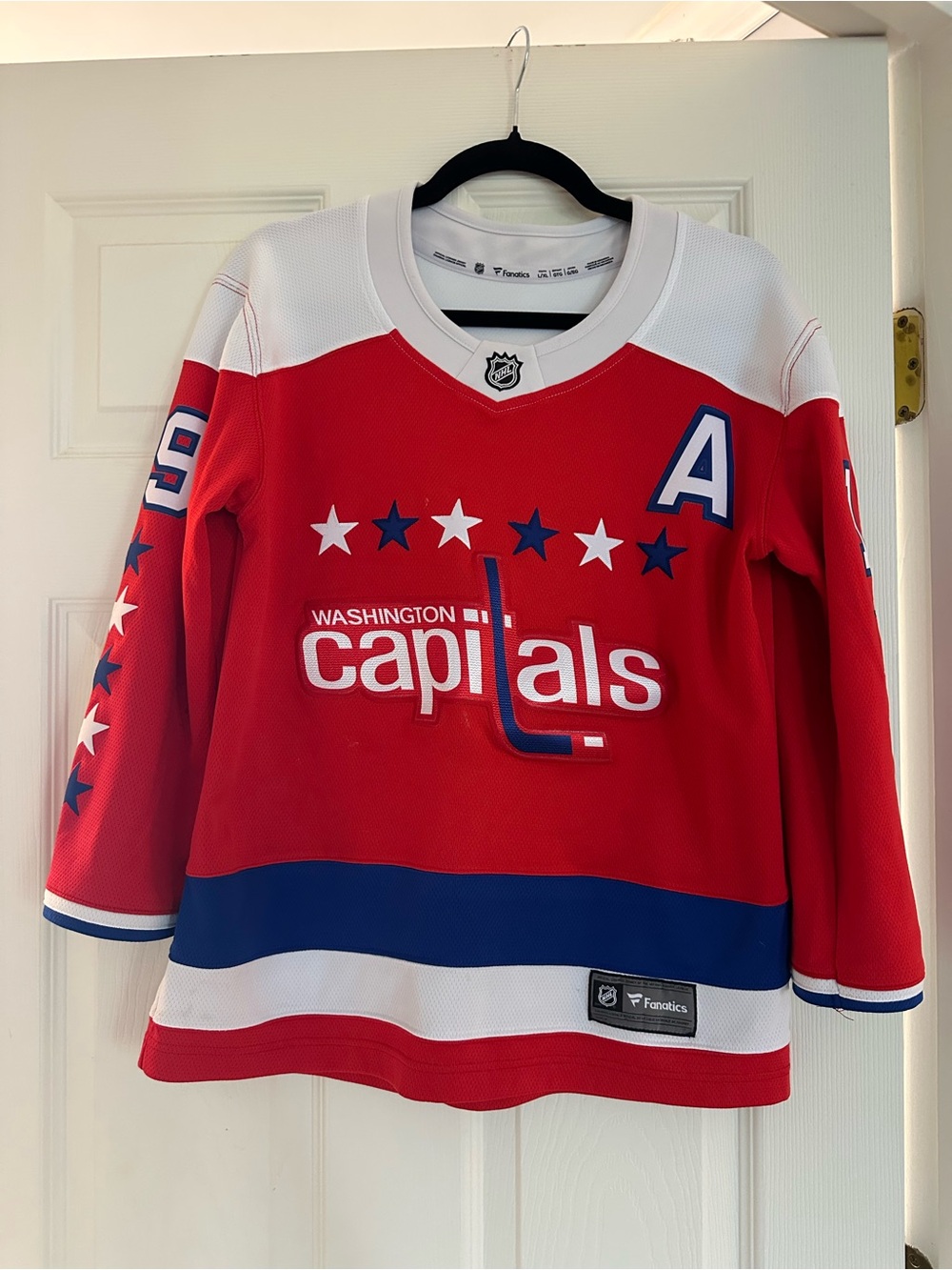 Fanatics Washington Capitals Red and White Kids Jersey with Blue Trim